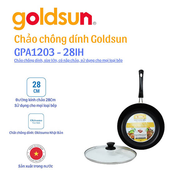 Chảo BẾP TỪ chống dính GOLDSUN size 28