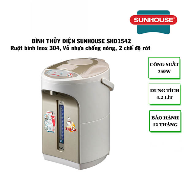 Bình thủy điện Sunhouse 4,2 lít SHD1542