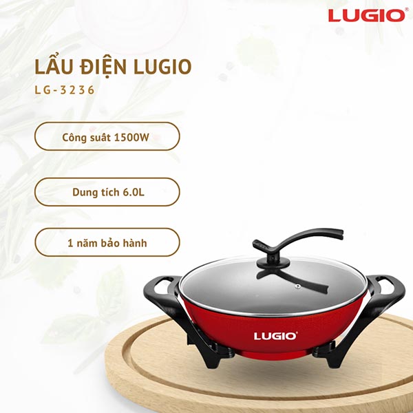 Bếp lẩu điện Lugio 6L đa năng LG3236