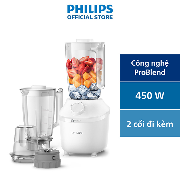 Máy xay sinh tố Philips chính hãng, bảo hành 12 tháng, 3 cối HR204130