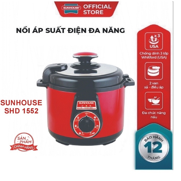 Nồi áp suất điện ĐA NĂNG Sunhouse 5L SHD1552