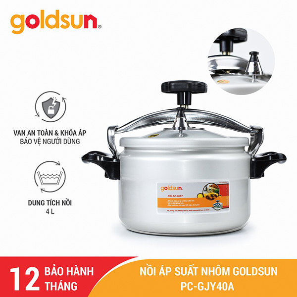 Nồi áp suất đun ga, không từ, Goldsun 4 lít GJY40A