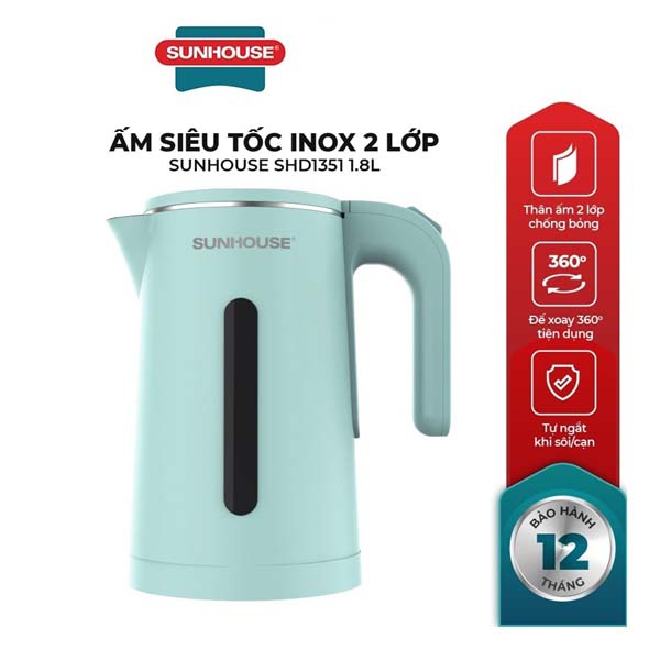 Ấm siêu tốc inox 2 lớp Sunhouse SHD1351