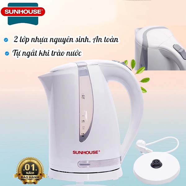 Bình siêu tốc SUNHOUSE 1 đổi 1, bảo hành 12 tháng toàn quốc, cam kết hàng chính hãng - SHD1300